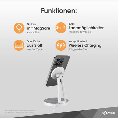XLAYER MagFix Pro 2 in 1 Induktive Ladestation gra