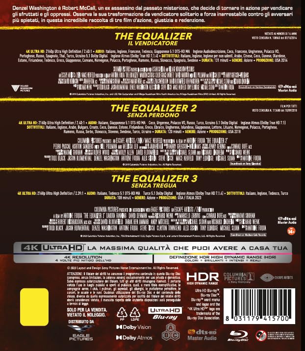 Cofanetto The Equalizer 1-2-3 - 4K