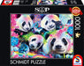 Schmidt Spiele Sheena Pike 58516-Puzle de 1000 Piezas de Pandas de Flores de neón (58516