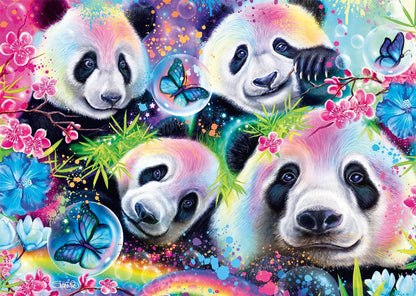 Schmidt Spiele Sheena Pike 58516-Puzle de 1000 Piezas de Pandas de Flores de neón (58516