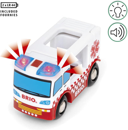 BRIO World Rescue Ambulance Toy for Toddlers and Kids Age 3 Years Up - Wooden Railway Set Accessories & Add Ons