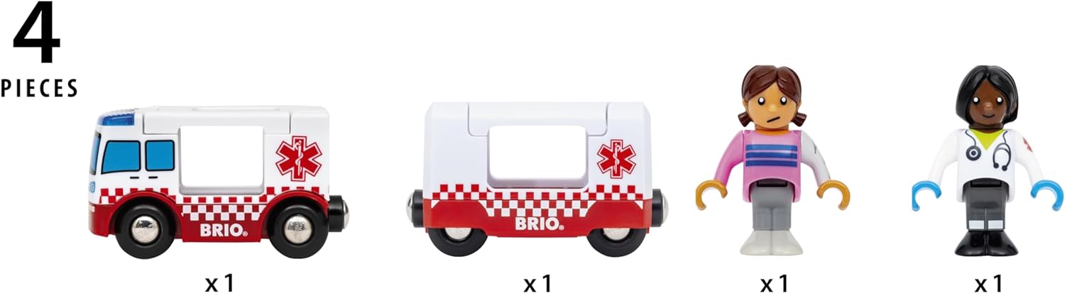BRIO World Rescue Ambulance Toy for Toddlers and Kids Age 3 Years Up - Wooden Railway Set Accessories & Add Ons