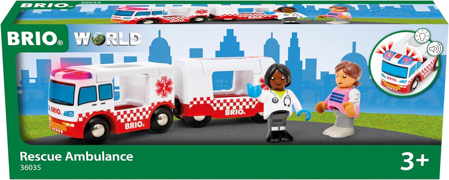 BRIO World Rescue Ambulance Toy for Toddlers and Kids Age 3 Years Up - Wooden Railway Set Accessories & Add Ons