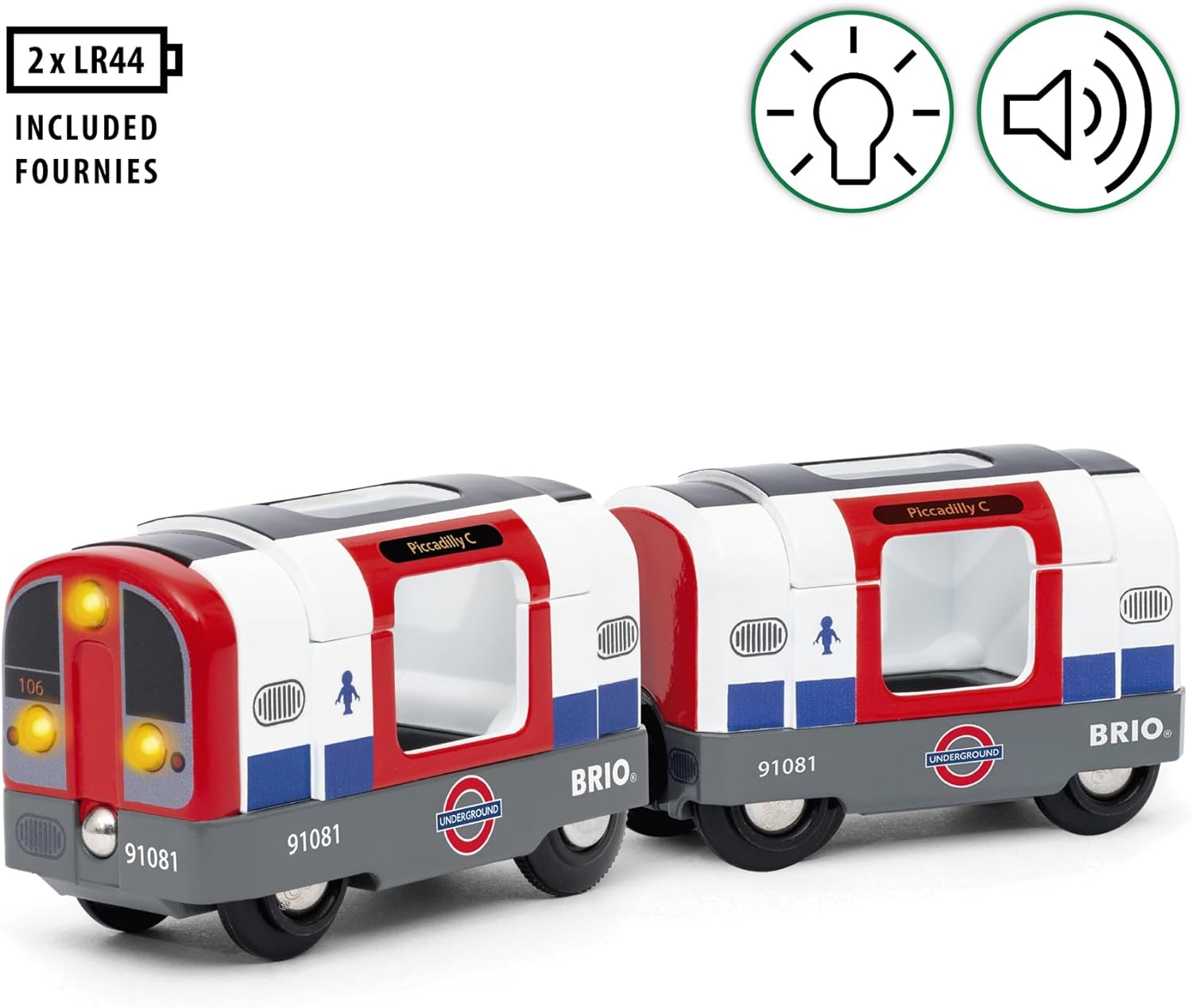 BRIO World - 36085 Trains of The World Londoner U-Bahn mit Licht und Sound | Spielzeugzug mit Licht & Sound für Kinder AB 3 Jahren