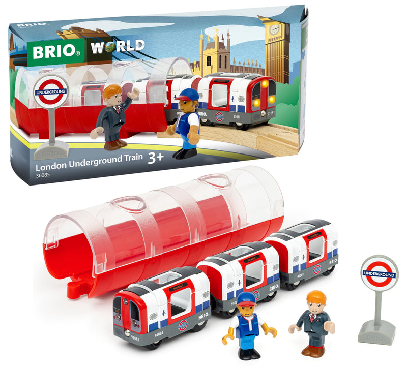 BRIO World - 36085 Trains of The World Londoner U-Bahn mit Licht und Sound | Spielzeugzug mit Licht & Sound für Kinder AB 3 Jahren