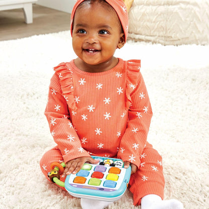 VTech Baby Tablet Sensoriale, Tablet Interattivo con più di 35 Canzoni, Frasi, Suoni, 9 Pulsanti Morbidi per Imparare Colori e Forme, Manico per Trasporto, Lingua Italiana, Batterie Incluse, 6-36 Mesi