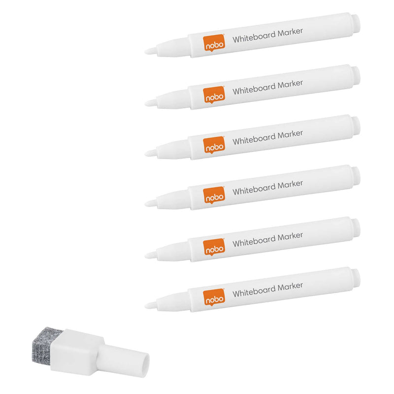 Nobo N:Dry-Erase Markers Magnetic White 6pcs