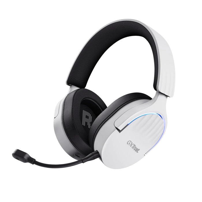 Trust Gaming GXT 491W Fayzo Wireless Gaming Headset Bluetooth + 2.4 GHz Dual Connection, 7.1 Surround Sound, 22hr Battery, RGB Over Ear Wireless Headphones with Microphone PC PS5 PS4 Switch - White Du