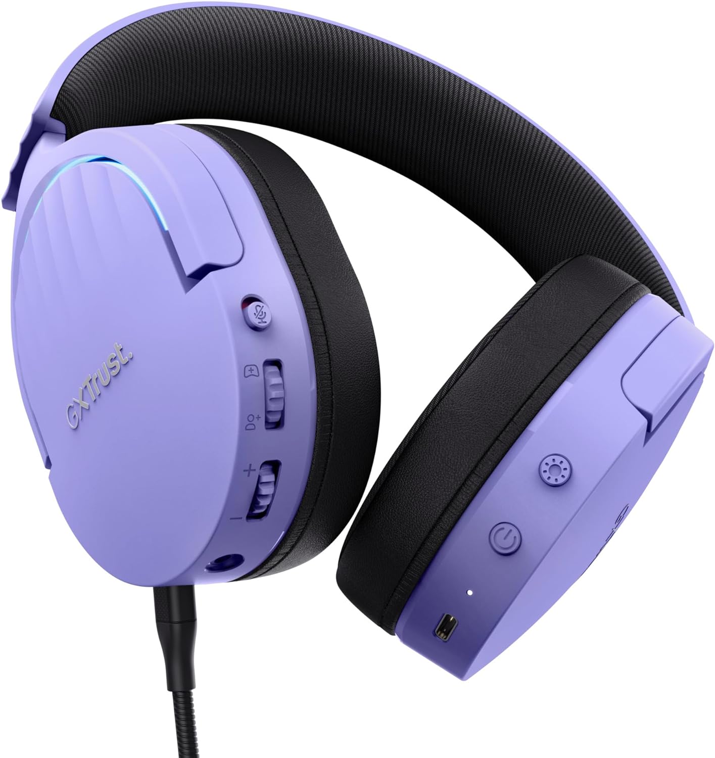 Trust Gaming GXT 491P Fayzo Wireless Gaming Headset Bluetooth + 2.4 GHz Dual Connection, 7.1 Surround Sound, 22hr Battery, RGB Over Ear Wireless Headphones with Microphone PC PS5 PS4 Switch - Purple D