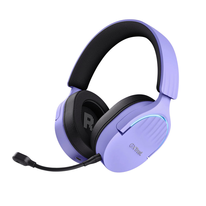 Trust Gaming GXT 491P Fayzo Wireless Gaming Headset Bluetooth + 2.4 GHz Dual Connection, 7.1 Surround Sound, 22hr Battery, RGB Over Ear Wireless Headphones with Microphone PC PS5 PS4 Switch - Purple D
