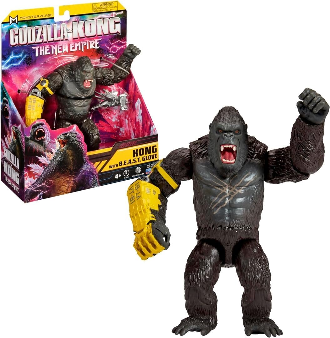 MonsterVerse Godzilla x Kong: The New Empire, 6-Inch Kong Action Figure Toy, Iconic Collectable Movie Character, Includes B.E.A.S.T Glove Feature, Toy Suitable for Ages 4 Years+