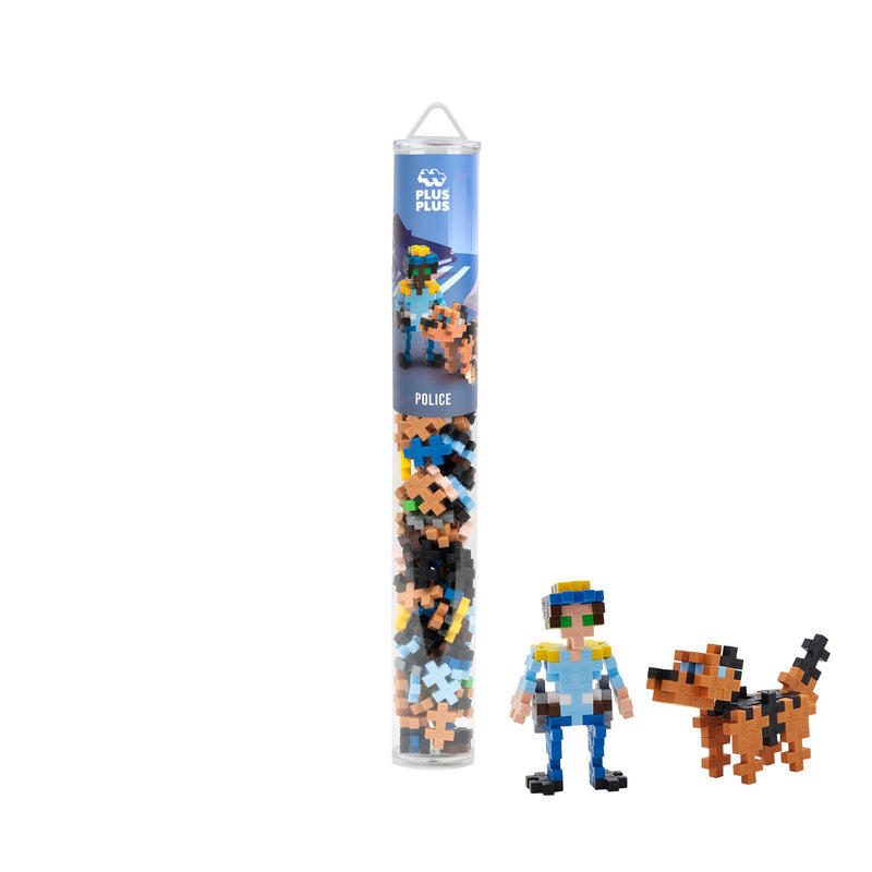Plus-Plus 4296 Geniales Konstruktionsspielzeug, Polizist, Kreativ-Bausteine Tube, 100 Teile