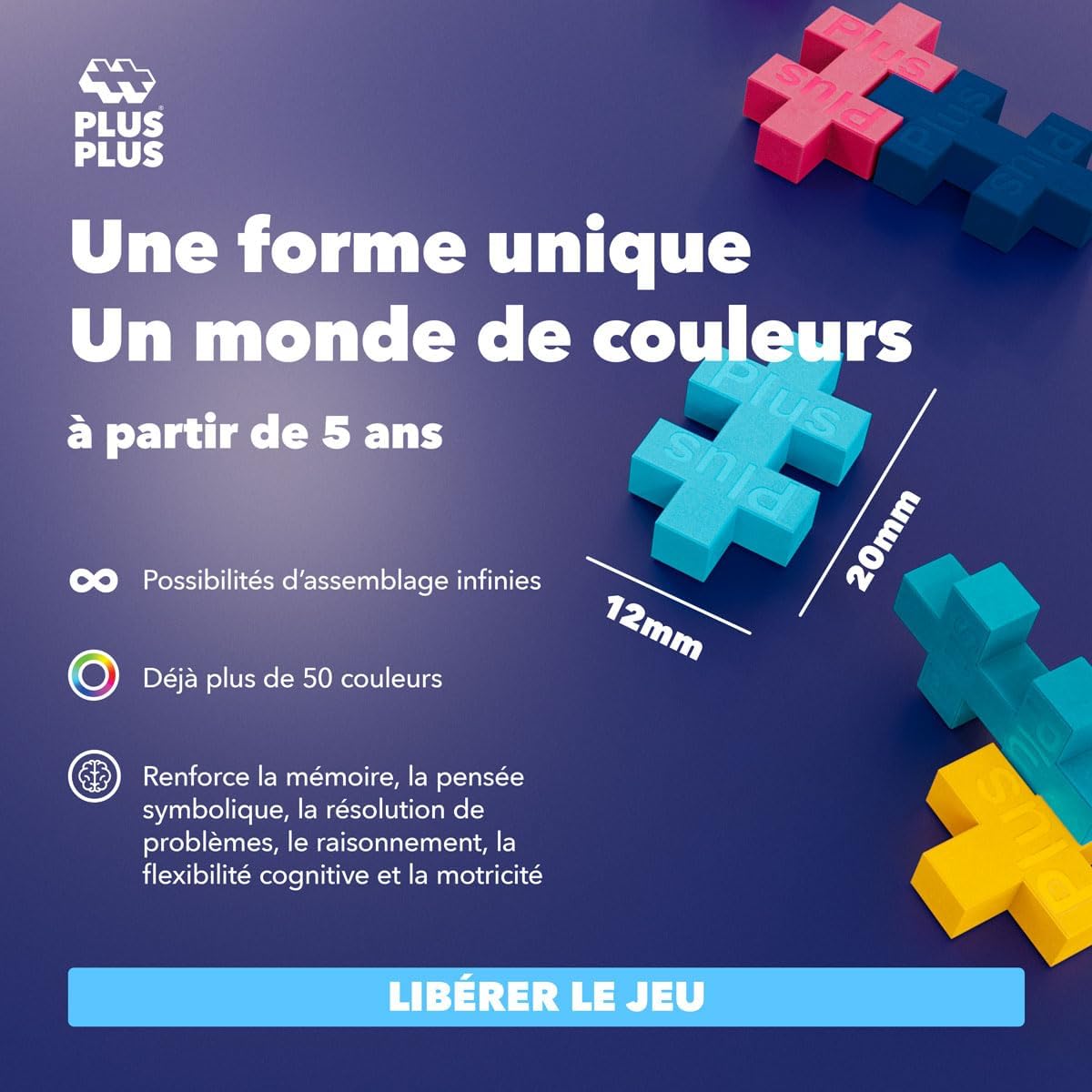 PLUS PLUS - 275 Ladrillos de construcción Multicolor - El Mundo de los Animales - Juego de construcción para niños a Partir de 3 años - Juego Educativo para niñas y niños - PP3962