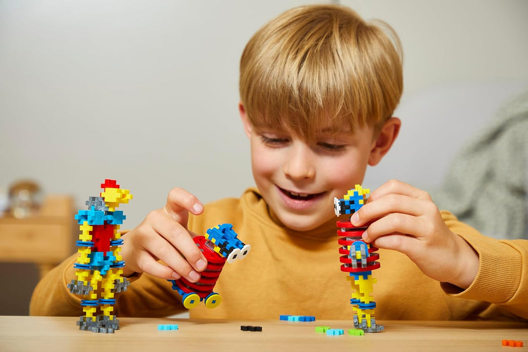 PLUS PLUS Building Blocks Toy - Learn to Build Robot Toy, 250 pcs with Colourful Wheels and Hubs, Guidebook Included, Kids Construction Toys, STEM Learning Resources - Girls and Boys Toys Age 5 Plus