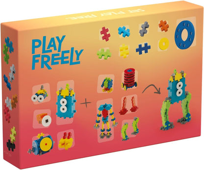 PLUS PLUS Building Blocks Toy - Learn to Build Robot Toy, 250 pcs with Colourful Wheels and Hubs, Guidebook Included, Kids Construction Toys, STEM Learning Resources - Girls and Boys Toys Age 5 Plus