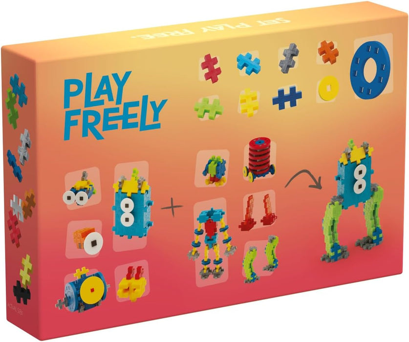 PLUS PLUS Building Blocks Toy - Learn to Build Robot Toy, 250 pcs with Colourful Wheels and Hubs, Guidebook Included, Kids Construction Toys, STEM Learning Resources - Girls and Boys Toys Age 5 Plus