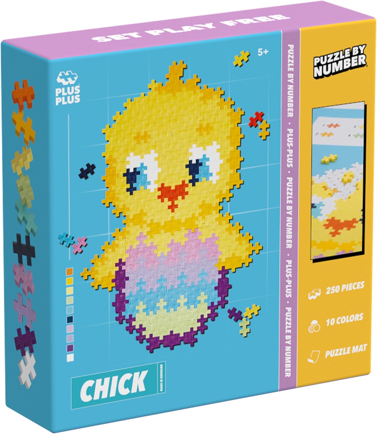 PLUS PLUS Building Blocks Toy - Puzzle by Number Chick, Logic Build Kids Crafts Jigsaw, Make Your Own Kids Bedroom Accessories - STEM Learning Resources - Boys and Girls Toys Age 5 Plus