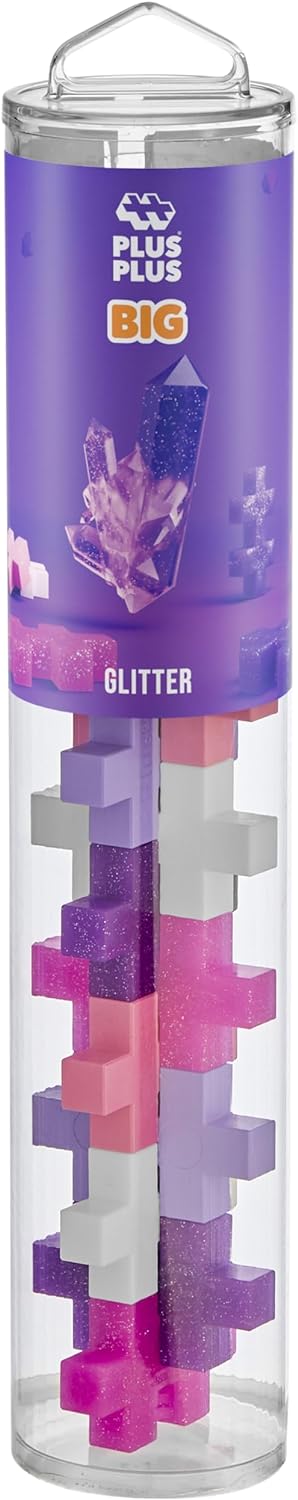 Plus-PlusBIG - Glitter Colour Mix - 15 Pieces - Building Blocks, Building, Developing Toys for Kids, STEM, STEAM, Produced in Denmark