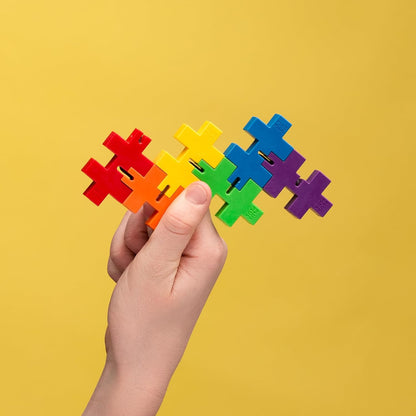 Plus Plus HEXEL Fidget Toy - Elastic 6-Piece Fidget Toys for Kids, Ideal Sensory Toys for Autism with Connectable Hexagon Blocks to Shapeshift - Great Gift for Boys and Girls - Spectrum