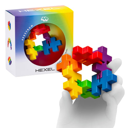 Plus Plus HEXEL Fidget Toy - Elastic 6-Piece Fidget Toys for Kids, Ideal Sensory Toys for Autism with Connectable Hexagon Blocks to Shapeshift - Great Gift for Boys and Girls - Spectrum