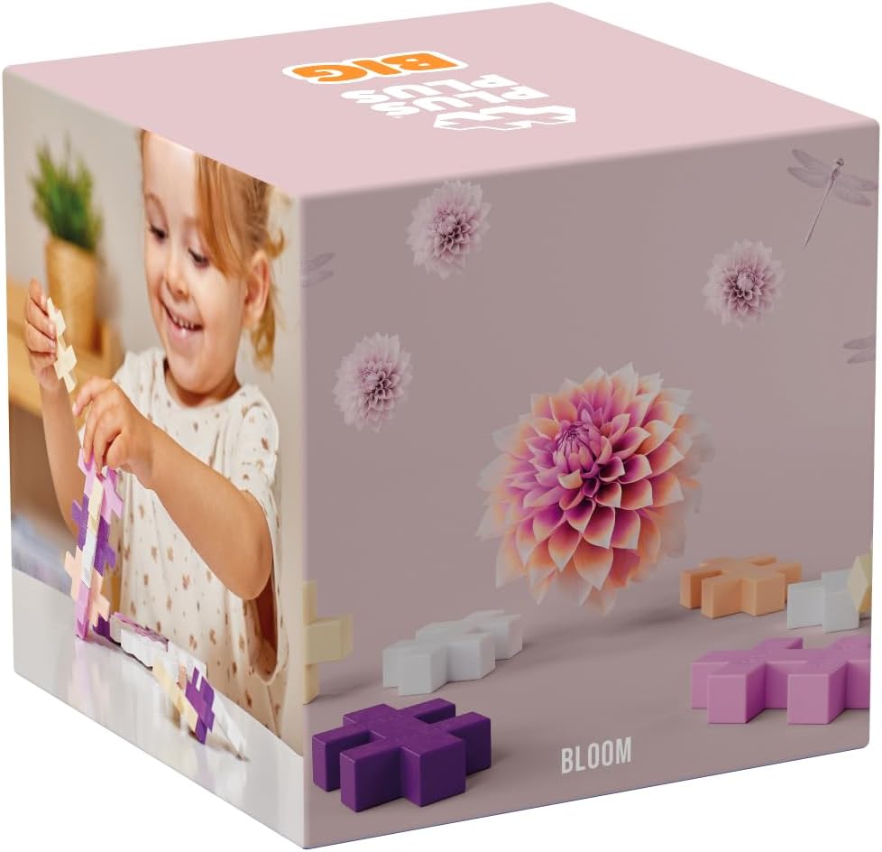 PLUS PLUS BIG Building Blocks Toy - 100 Large Durable Stacking Pieces, Kids Construction Toys & Preschool Learning Resources, Play for Home or Travel, Toddler Toys for Ages 1-5 yrs, Bloom Box