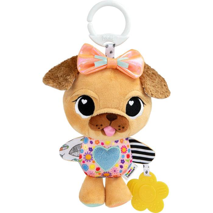 LAMAZE Lovey the Pug - Clip and Go Baby Pram Toys - Sensory Toys for Babies - Early Learning Baby Toys 0-6 Months and Up - Expertly Designed Newborn Toys - Baby Shower Gifts