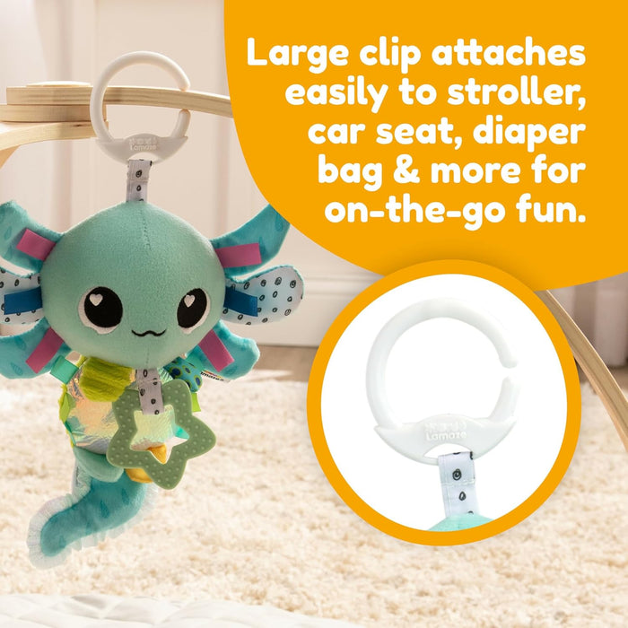 LAMAZE Alise the Axolotl - Clip and Go Baby Pram Toys - Sensory Toys for Babies - Early Learning Baby Toys 0-6 Months and Up - Expertly Designed Newborn Toys - Baby Shower Gifts