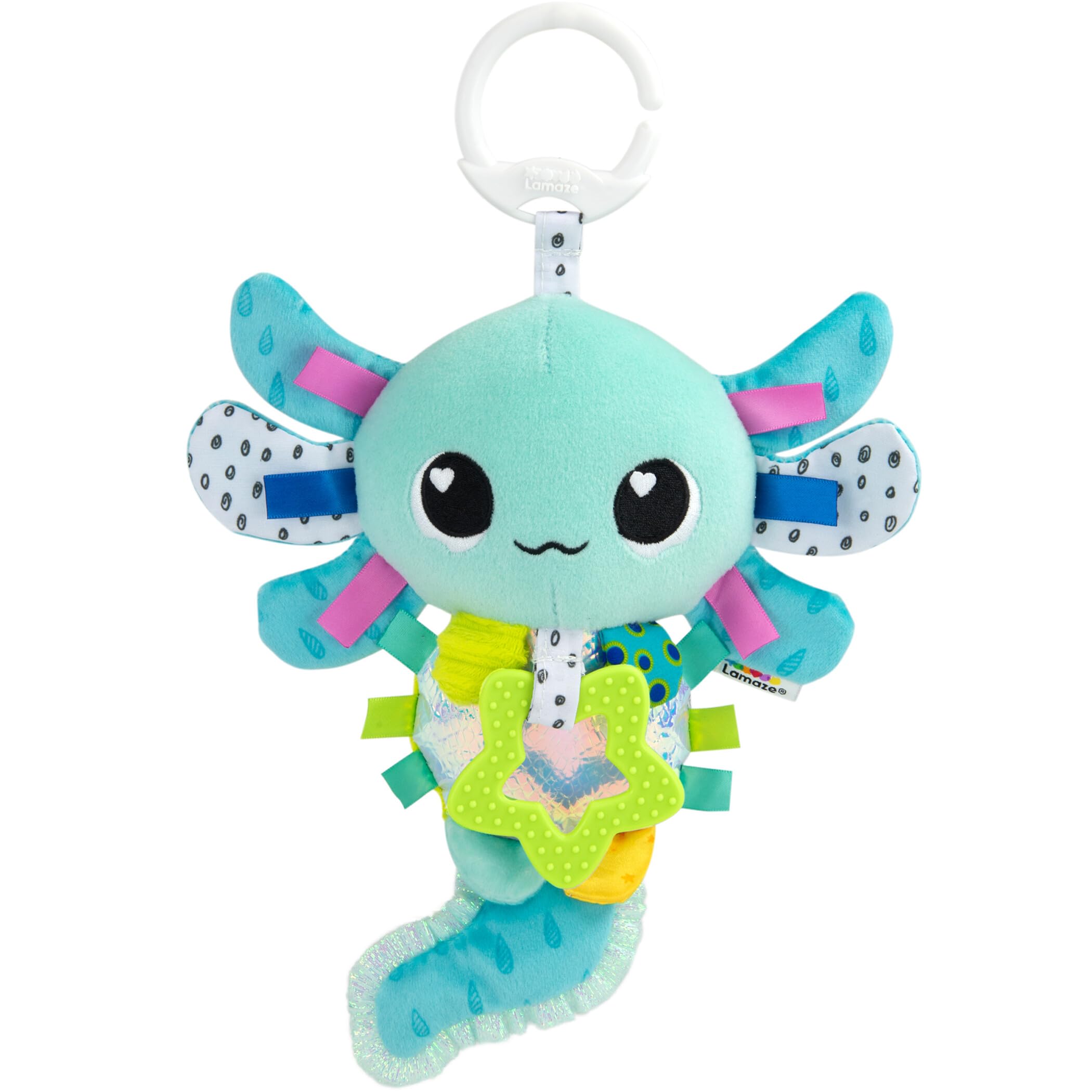 LAMAZE Alise the Axolotl - Clip and Go Baby Pram Toys - Sensory Toys for Babies - Early Learning Baby Toys 0-6 Months and Up - Expertly Designed Newborn Toys - Baby Shower Gifts