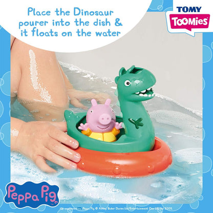 TOMY Toomies Peppa Pig George's Dinosaur Bath Float, Baby Bath Toys, Kids Bath Toys for Water Play, Fun Bath Accessories for Babies & Toddlers, Suitable for 18 Months, 2, 3 & 4 Year Olds