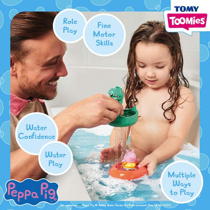 TOMY Toomies Peppa Pig George's Dinosaur Bath Float, Baby Bath Toys, Kids Bath Toys for Water Play, Fun Bath Accessories for Babies & Toddlers, Suitable for 18 Months, 2, 3 & 4 Year Olds