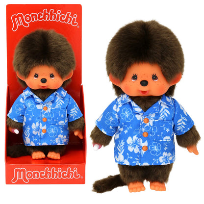 Bandai - Monchhichi - Hawaii 20 cm - Kultplüschtier der 80er - Kuscheliges 20 cm großes Plüschtier für Kinder und Erwachsene - SE23385