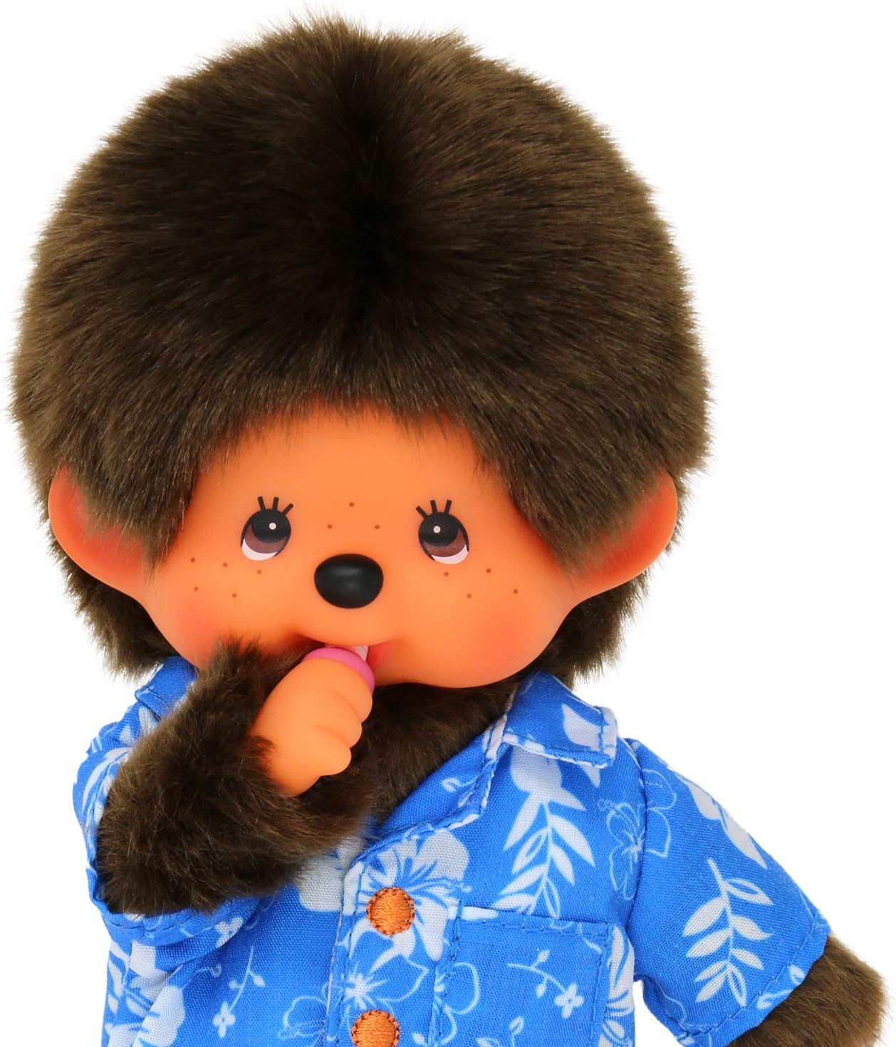 Bandai - Monchhichi - Hawaii 20 cm - Kultplüschtier der 80er - Kuscheliges 20 cm großes Plüschtier für Kinder und Erwachsene - SE23385