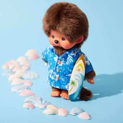 Bandai - Monchhichi - Hawaii 20 cm - Kultplüschtier der 80er - Kuscheliges 20 cm großes Plüschtier für Kinder und Erwachsene - SE23385
