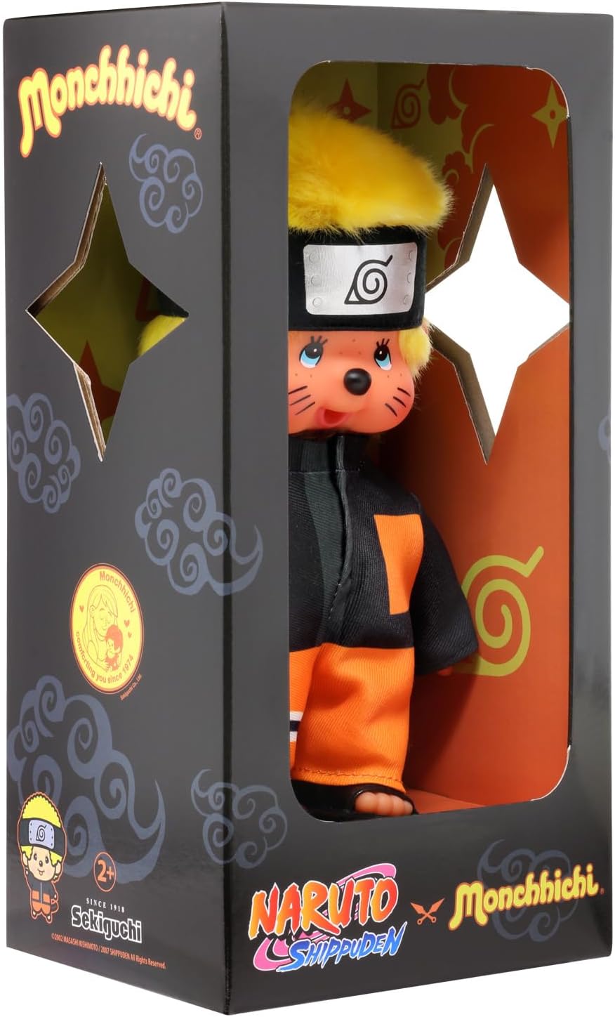 Bandai - Monchhichi - Naruto Shippuden Monchhichi Plush Toy - 20 cm Soft Plush Toy for Children and Adults - SE241088