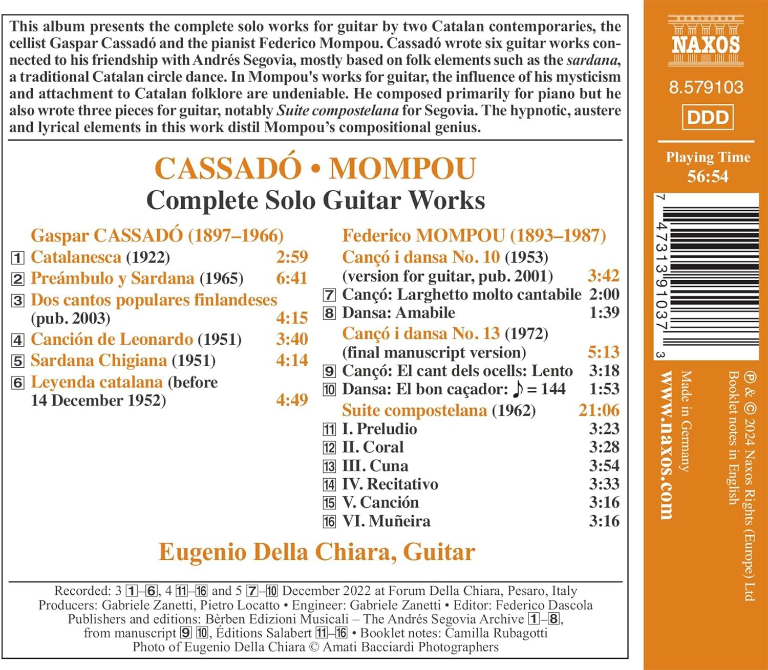 Cassadó/Mompou: Complete Solo Guitar Works