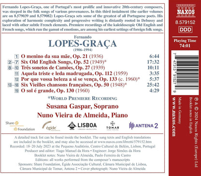 Fernando Lopes-Graca: Songs and Folk Songs - Volume 3