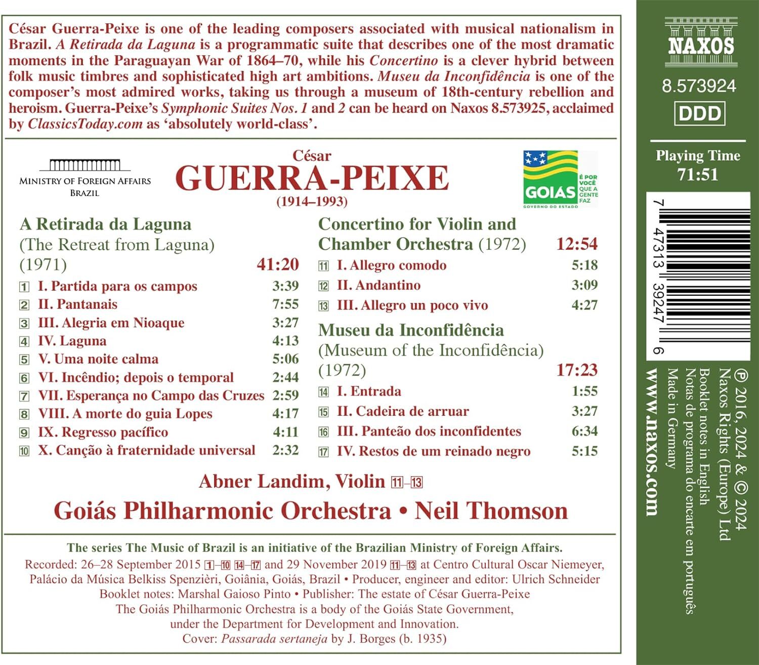 César Guerra-Peixe: A Retirada Da Laguna: Concertino/Museu Da Inconfidência