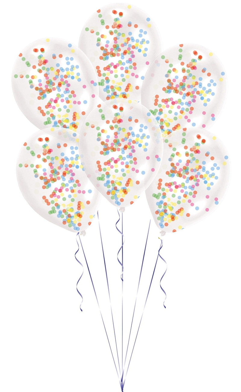 amscan 9903277 Latex Balloons with Confetti Filling Transparent/Multi-Coloured
