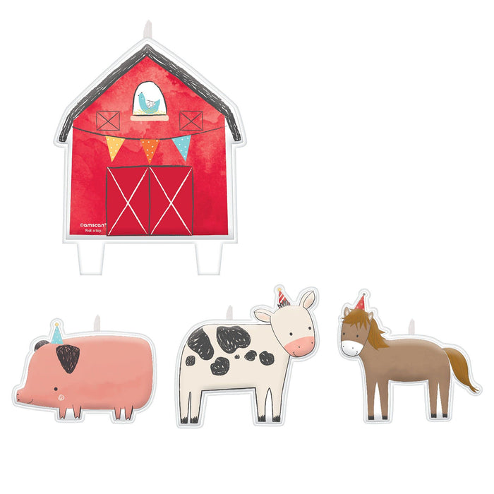 (PKT) Barnyard Birthday Candle Set (4 pc