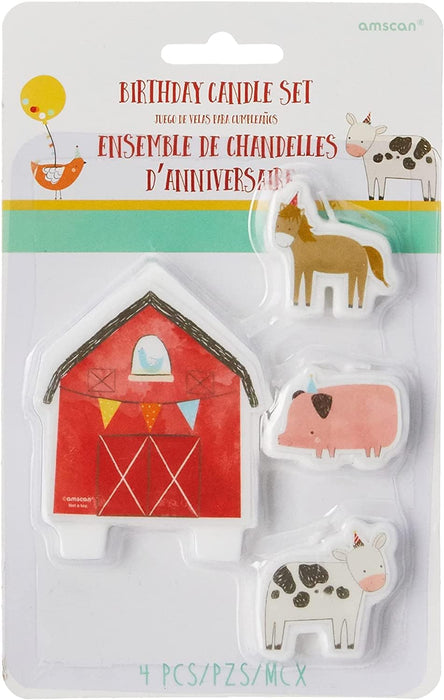 (PKT) Barnyard Birthday Candle Set (4 pc