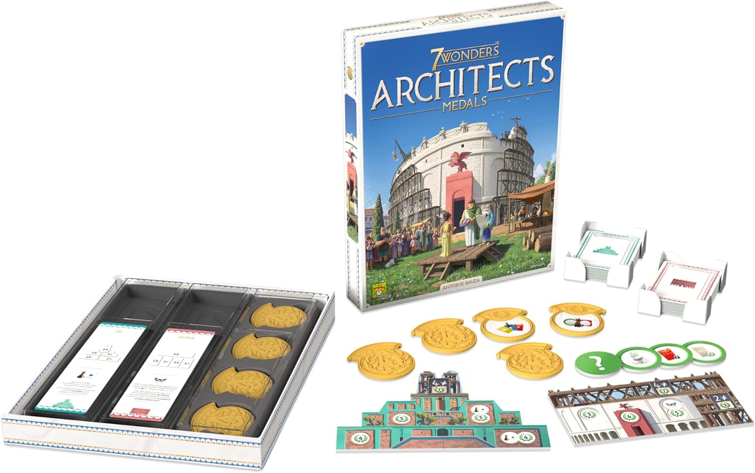 7 Wonders Architects Medals Expansion – Neue Wunder, Medaillen und Strategien warten auf Sie! Zivilisations-Strategiespiel für Kinder und Erwachsene, ab 8 Jahren, 2–7 Spieler, 25 Minuten Spielzeit
