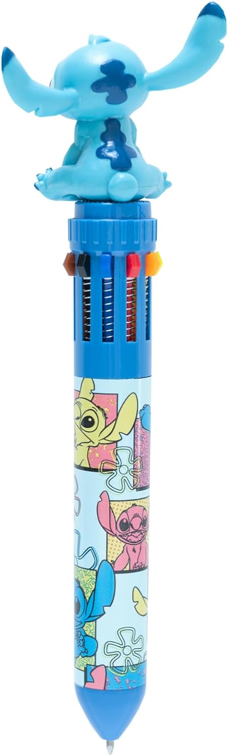 Grupo Erik Multicoloured Pen - Disney Stitch Stationery | 10 In 1 Ballpoint Pen With 3D Topper | Stitch Gifts Under 10 Pounds, Disney Gifts