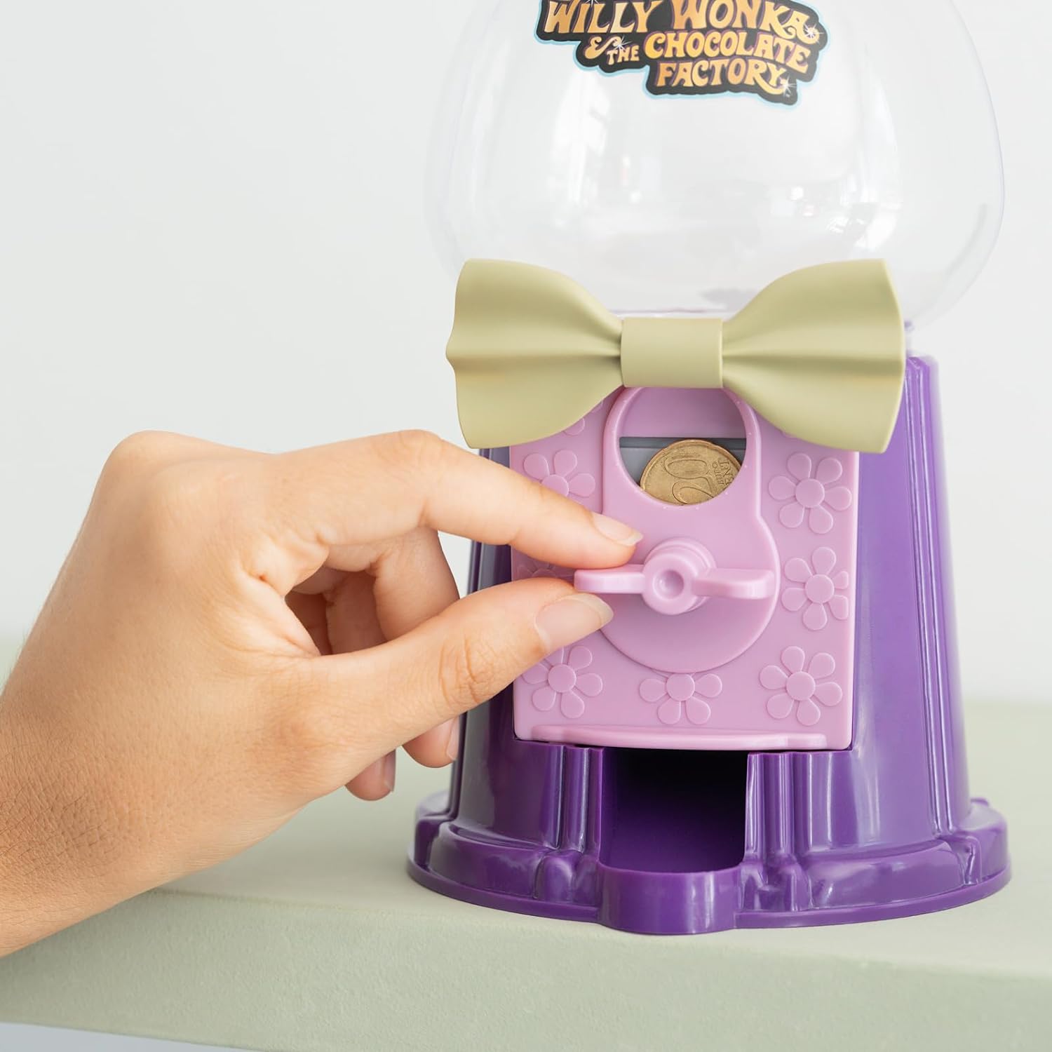 Grupo Erik Willy Wonka Gumball Machine | Willy Wonka & The Chocolate Factory Vending Machine | 10 x 5 x 5 inches - 25.4 x 12.6 x 12.6 cm | Wonka Bar | Wonka Golden Ticket