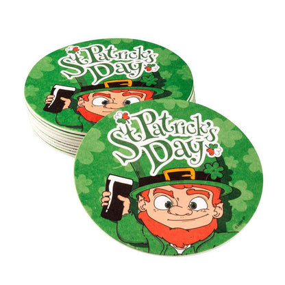 Boland 44905 - St Patrick's Day Beer Mats, Pack of 10, Diameter 10 cm, Cardboard Coasters for Glasses or Cups, Party Accessories, Theme Party