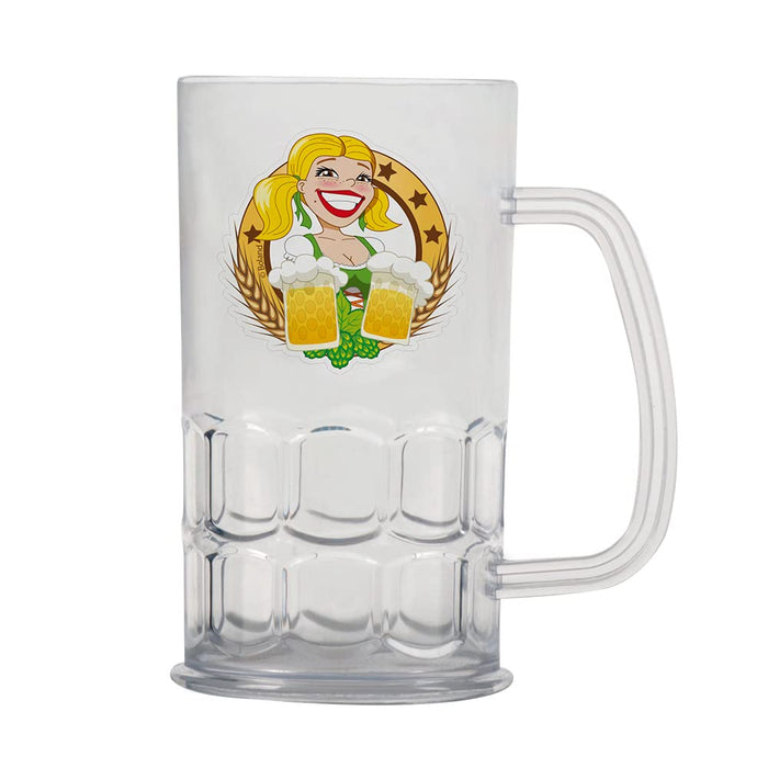 Beer Tankard Oktoberfest Clear Plastic, 14x7 cm