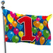 Folat 04570 1st Birthday Flag Balloons-60x90 cm, Multi-Colored