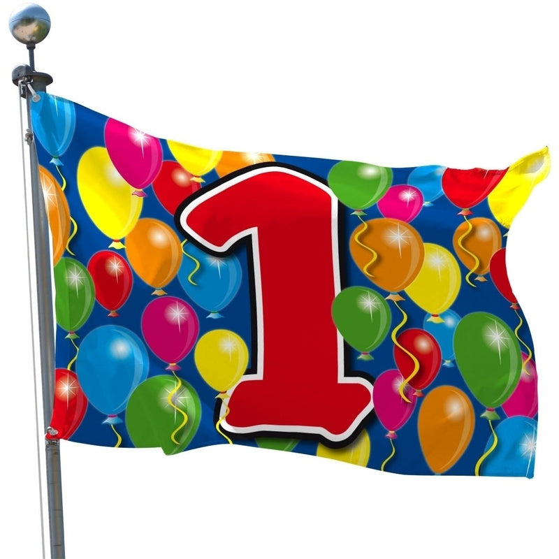 Folat 04570 1st Birthday Flag Balloons-60x90 cm, Multi-Colored