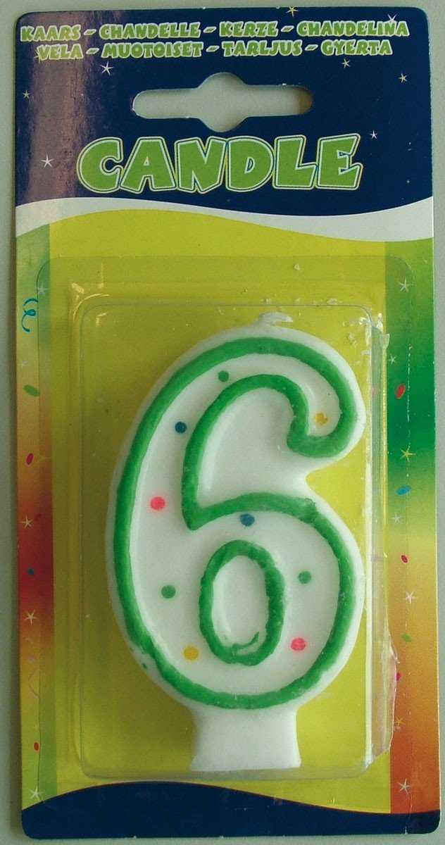 Folat B.V- Folat Vela de cumpleaños número 6, Multicolor (7786