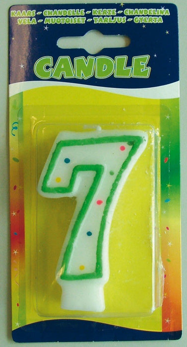 Folat 07787 Birthday Candle Number 7 with Colourful Dots, Multi Colors