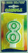 Folat 07788 Birthday Candle Number 8 with Colourful Dots, Multi Colors